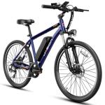 Jasion EB5 Electric Bike for Adults with Peak 750W Brushless Motor, 40Miles 20MPH Commuting Electric Mountain Bike with 360Wh Removable Battery, 7-Speed, 26" Tires and Front Fork Suspension
