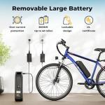 Jasion EB5 Electric Bike for Adults with Peak 750W Brushless Motor, 40Miles 20MPH Commuting Electric Mountain Bike with 360Wh Removable Battery, 7-Speed, 26" Tires and Front Fork Suspension