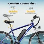 Jasion EB5 Electric Bike for Adults with Peak 750W Brushless Motor, 40Miles 20MPH Commuting Electric Mountain Bike with 360Wh Removable Battery, 7-Speed, 26" Tires and Front Fork Suspension