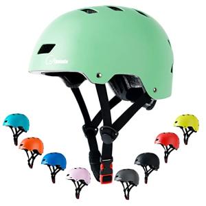 Apusale Bike Skateboard Helmet, Adjustable and Multi-Sport for Skate Scooter, 3 Sizes for Adult Youth Kids Toddler (Mint Green)