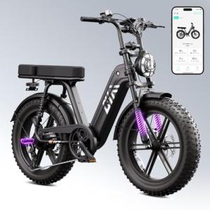 TST Electric Bike for Adults, 20" Fat Tire All-Terrain E-Bike, 1500W Peak Motor, Up to 28MPH, 60 Miles Max Range,Electric Dirt Bike with Rear Seat and Footrest,15Ah Removable Battery (Black)