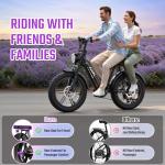 TST Electric Bike for Adults, 20" Fat Tire All-Terrain E-Bike, 1500W Peak Motor, Up to 28MPH, 60 Miles Max Range,Electric Dirt Bike with Rear Seat and Footrest,15Ah Removable Battery (Black)