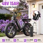 TST Electric Bike for Adults, 20" Fat Tire All-Terrain E-Bike, 1500W Peak Motor, Up to 28MPH, 60 Miles Max Range,Electric Dirt Bike with Rear Seat and Footrest,15Ah Removable Battery (Black)
