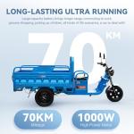 60-70Km Electric Cargo Tricycle Truck Simple Tricycle,1000W 60V 45Ah Large Capacity Battery,Load Capacity 1100Lbs
