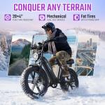 TST Electric Bike for Adults, 20" Fat Tire All-Terrain E-Bike, 1500W Peak Motor, Up to 28MPH, 60 Miles Max Range,Electric Dirt Bike with Rear Seat and Footrest,15Ah Removable Battery (Black)