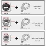 Moicstiy 12 Pcs Bike Wheel Axle Nuts and Safety Washers Kit, 3 Size M8/M9.5/M10 Bike Hub Nuts Washers Bike Parts Accessories for Front and Back Bike Wheel