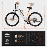 Qlife Cityone 26" Electric Bike for Adults, Peak 750W Step-Through Ebike, 40Miles Range, Up to 22Mph, Removable Battery Ebikes with 7 Speed, Commuter E Bicycle WhiteFR