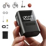 Roadvo Mini Bicycle Pump 120PSI,Portable Electric Bike Pump with Digital Gauge,Tiny Air Pump with Presta and Schrader Valve Adapter, Bicycle Accessory for Road Bike,Mountain,City, E-Bike