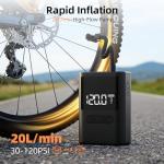 Roadvo Mini Bicycle Pump 120PSI,Portable Electric Bike Pump with Digital Gauge,Tiny Air Pump with Presta and Schrader Valve Adapter, Bicycle Accessory for Road Bike,Mountain,City, E-Bike