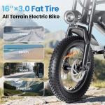 ADISTAR 16" Electric Bike for Adults & Teens – 750W Peak Motor 27.8MPH, 48V 15Ah Battery 60 Miles, 3.0 Fat Tire Ebike, Full Suspension, 4 Riding Modes (with Bicycle Phone Bag)