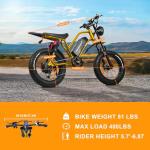 SPBSVDT Electric Bike - Ebikes for Adults with Peak 1500W Motor, 20" Fat Tire, 48V 20AH Battery, 7-Speed, Dual Disc Brakes E Bike for Off-Road and City Riding Electric Dirt Bike for Adults (Yellow)