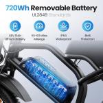 ADISTAR 16" Electric Bike for Adults & Teens – 750W Peak Motor 27.8MPH, 48V 15Ah Battery 60 Miles, 3.0 Fat Tire Ebike, Full Suspension, 4 Riding Modes (with Bicycle Phone Bag)