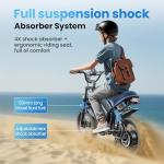 ADISTAR 16" Electric Bike for Adults & Teens – 750W Peak Motor 27.8MPH, 48V 15Ah Battery 60 Miles, 3.0 Fat Tire Ebike, Full Suspension, 4 Riding Modes (with Bicycle Phone Bag)