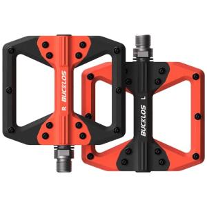 BUCKLOS Mountain Bike MTB Flat Wide Platform Pedals - Bicycle Large Nylon Road BikeNon-Slip Pedal for Ebike/Gravel/Hybrid/Folding Bike 9/16"