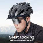 Odoland Bike Helmet with Cycling Sunglasses, Adjustable Size Adult Cycling Helmets for Men Women Road Bike Mountain Ebike, Carbon Silver