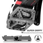 BUCKLOS Mountain Bike Pedals MTB Pedals Flat, Bicycle Road Bike Adult Large Platform Pedal with Non-Slip Grips for Gravel/Ebike/Hybrid Bikes/Beach Cruiser(9/16 Nylon Grey)
