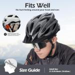 Odoland Bike Helmet with Cycling Sunglasses, Adjustable Size Adult Cycling Helmets for Men Women Road Bike Mountain Ebike, Carbon Silver