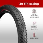 Fincci Pair 26x4.0 Fat Bike Tires - Big 26 inch Bike Tires, 100-559 - 30 TPI - Foldable 26x4 Fat Tire for Cycling on Mountain, Road, Hybrid, Dirt Bike, Street Tires for Ebike - 26er MTB Accessories