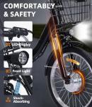 Broobey Electric Tricycle for Adults 20" Folding Electric Trike EbikeTwo-Seater 3 Wheels Adult Electric Tricycle with Large Basket 350W 36V12Ah Li-Battery 50 Miles in PAS Mode Two-seat-Orange