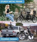 Broobey Electric Tricycle for Adults 20" Folding Electric Trike EbikeTwo-Seater 3 Wheels Adult Electric Tricycle with Large Basket 350W 36V12Ah Li-Battery 50 Miles in PAS Mode Two-seat-Orange