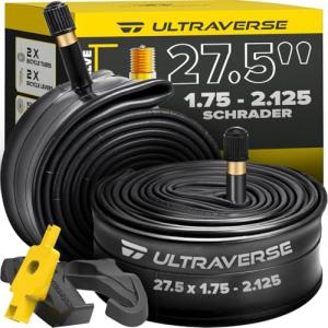 Ultraverse 27.5" Bike Inner Tubes 27.5 x 1.75, 1.95, 2.10, 2.125 – Butyl Rubber Bicycle Tubes with Schrader Valve – Compatible with Mountain, Cruiser, City & E-Bikes – Set of 2