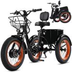 Broobey Electric Tricycle for Adults 20" Folding Electric Trike Ebike 7 Speeds 3 Wheels Adult Electric Tricycle with Large Basket 500W 48V15Ah Li-Battery 50 Miles in PAS Mode Black