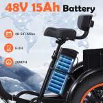 Broobey Electric Tricycle for Adults 20" Folding Electric Trike Ebike 7 Speeds 3 Wheels Adult Electric Tricycle with Large Basket 500W 48V15Ah Li-Battery 50 Miles in PAS Mode Black