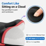 TONBUX Comfortable Bike Seat for Men & Women, Memory Foam Bicycle Seat with Dual Shock Absorbers, Padded Bike Saddle Universal Fit for Commuter, Stationary, Mountain, Cruiser, Ebike (Box Packaging)