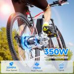 Totem Electric Bike for Adults, 750W Peak 26" Ebike for Men Women Teens with 375WH, 21 Speed, 20Mph, Up to 40Miles Front Suspension, Commuting E-Bike Mountain Bicycle