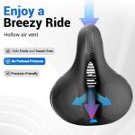 TONBUX Comfortable Bike Seat for Men & Women, Memory Foam Bicycle Seat with Dual Shock Absorbers, Padded Bike Saddle Universal Fit for Commuter, Stationary, Mountain, Cruiser, Ebike (Box Packaging)