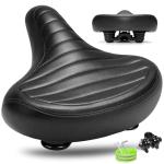 CDYWD Wide Bike Seat for Men Women Comfort, Large Soft Padded Bicycle Seat Cushion, Oversized Comfortable Replacement Saddle for Beach Cruiser, City Bike, MTB, Ebike, Scooter, Stationary Exercise Bike