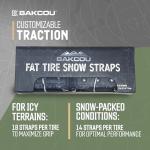 Bakcou - Fat Tire Snow Straps - Set of 20 Studded Straps for Enhanced Traction, Winter Terrain - Ideal for Icy & Snow Packed Conditions 3.5-4 Inches