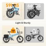 Jasion EBS Electric Bike for Adults, 1000W Peak Motor up to 25MPH Top Speed Ebike, Aluminum 20'' Fat Tire Electric Bike Built-in 48V Removable Battery with 55 Max Miles, Folding Ebikes for Adults