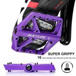 BUCKLOS Mountain Bike Pedals MTB Pedals Flat, Bicycle Road Bike Adult Large Platform Pedal with Non-Slip Grips for Gravel/Ebike/Hybrid Bikes/Beach Cruiser(9/16 Nylon Purple)