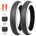 BALINGE 20x3.0 Electric Bike Tire Fat E-Bike Tires Heavy Duty High-Performance Wear-Resistant Mountain Snow Bicycle Tires，White Wall (2 Tires 2Levers)