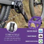 BUCKLOS Mountain Bike Pedals MTB Pedals Flat, Bicycle Road Bike Adult Large Platform Pedal with Non-Slip Grips for Gravel/Ebike/Hybrid Bikes/Beach Cruiser(9/16 Nylon Purple)