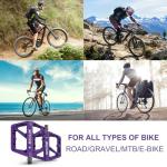 BUCKLOS Mountain Bike Pedals MTB Pedals Flat, Bicycle Road Bike Adult Large Platform Pedal with Non-Slip Grips for Gravel/Ebike/Hybrid Bikes/Beach Cruiser(9/16 Nylon Purple)