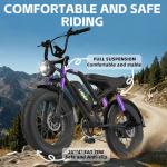 Likebike U12 Electric Bike for Adults, 2000W Peak 32MPH 20" Fat Tire Ebike, 20Ah Removable Battery 7-Speed Gear Full Suspension Mountain Bike Off Road Hydraulic Disc Brake