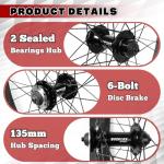 BUCKLOS 26 x 4.0 Inch Fat Tire Bike Wheel Front Mountain Bicycle Rim 135mm Hub 9mm Quick Release Wheelset Aluminum Alloy Disc Brake 36 14G Spoke for MTB Ebike Beach Snow Cruiser