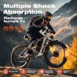 PUJH Electric Bike, 52V 25Ah 4000W Dual Motors, 24" Fat Tires Adult, 36mph Up to 110 Mile Range, Full Suspension, Hydraulic Brakes Class 3 Ebike, for Off-Road Mountain Riding Adventures (White)