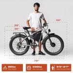 PUJH Electric Bike, 52V 25Ah 4000W Dual Motors, 24" Fat Tires Adult, 36mph Up to 110 Mile Range, Full Suspension, Hydraulic Brakes Class 3 Ebike, for Off-Road Mountain Riding Adventures (White)