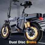 INSDRGN 14" Folding Electric Bike for Adults, Peak 1500W Motor,20MPH Max Speed,48V 16Ah Removable Battery Electric Bike, 35/62Miles Max Range, UL 2849 Certified E Bike