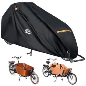 KEMIMOTO Bike Cover Outdoor, 420D Heavy Duty for Adult 2 Wheel Cargo Bicycles, Rain Covers for Storage Waterproof with UV & Wind Protection, Folding Extra Large Ebike Tarp for Outdoor Storage