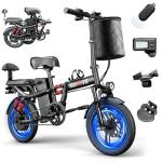 GugoIs Folding Electric Bike for Adults,16" Mini Bike 750W & 28MPH,48V 15.6AHRemovable Battery,25-45Miles,Commuter Ebike with Full Suspension-2 Seater (G16-750W & 15.6AH)