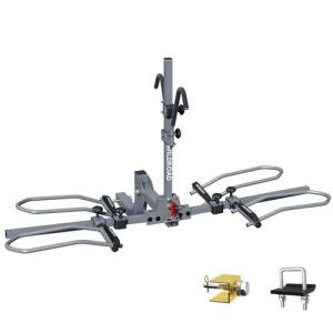 WILDROAD E-Bike Hitch Rack for Car, Quick Release Handle Wobble Free Smart Tilting Bike Rack, Foldable 2-Bike Rack for Standard, Fat Tire and E-Bike, 2-Bike 180 lbs Capacity, Fits 2-inch Receiver