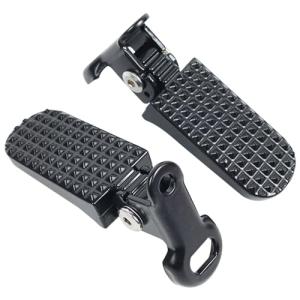 2pcs Bike Rear Pedals, Aluminium Foot Peg Non-Slip Foldable Bicycle Footrests for E-Bike, Mountain Bike, Folding Bicycle(Black)