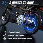 GugoIs Folding Electric Bike for Adults,16" Mini Bike 750W & 28MPH,48V 15.6AHRemovable Battery,25-45Miles,Commuter Ebike with Full Suspension-2 Seater (G16-750W & 15.6AH)