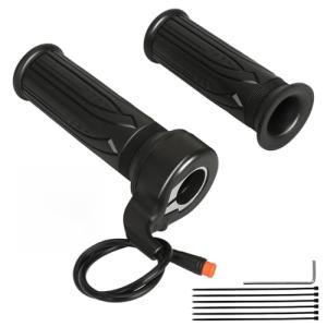 EOPOAYI Ebike Throttle 3 Pin Kit Replacement for Electric Bike Folding Mountain Bike, Universal 20X Full Twist Throttle E Bike for 12V 36V 48V 72V Electric Bicycle Motorcycle with 7/8 Handlebar Grips