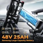 Foldable Electric Bike for Adults, 2000W Peak Motor Ebike, 48V 25AH Removable Battery, 20"x4.0" Fat Tires 35MPH Dirt Bike, 100 Miles Hydraulic Brake Magnesium alloy Frame Folding Mountain Bicycle Grey