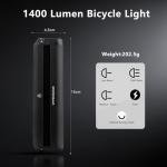 OFFBONDAGE Bike Light Bar for Ebike, 1400 Lumens Super Bright Front Light with 4000mAh Rechargeable Battery, IPX5 Waterproof, 5 Modes Bicycle Headlight for Mountain Bike, Night Riding, Cycling